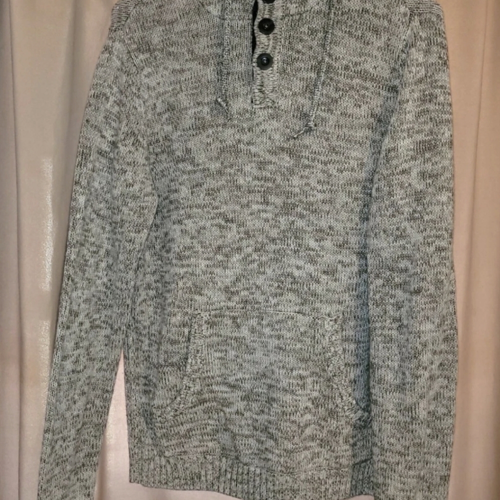 Urban Pipeline Hoodie Sweater Mens Pullover Medium Henley Tan Beige Kangaroo Pkt - Picture 2 of 7